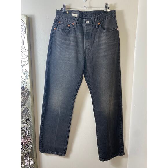 NWT LEVI'S JEANS 28 PREMIUM 90S 501 BLACK FADED BAGGY STRAIGHT FIT STITCH SCHOOL - Picture 3 of 16